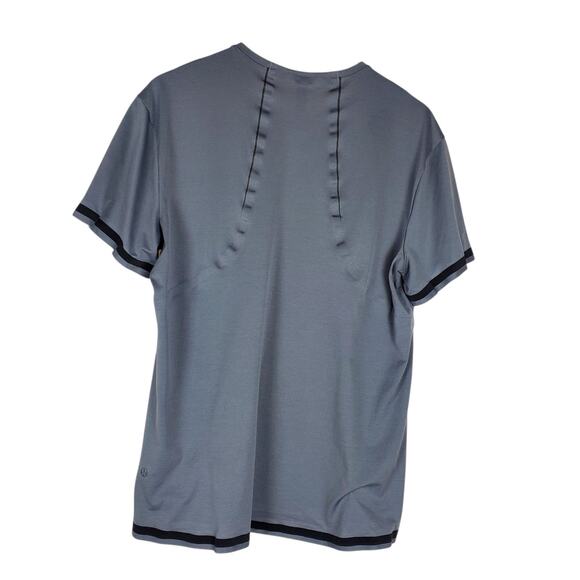 Lululemon Fast Free Bold Lines Short Sleeve Shirt Mens L Asphalt Gray Reflective - Picture 2 of 11